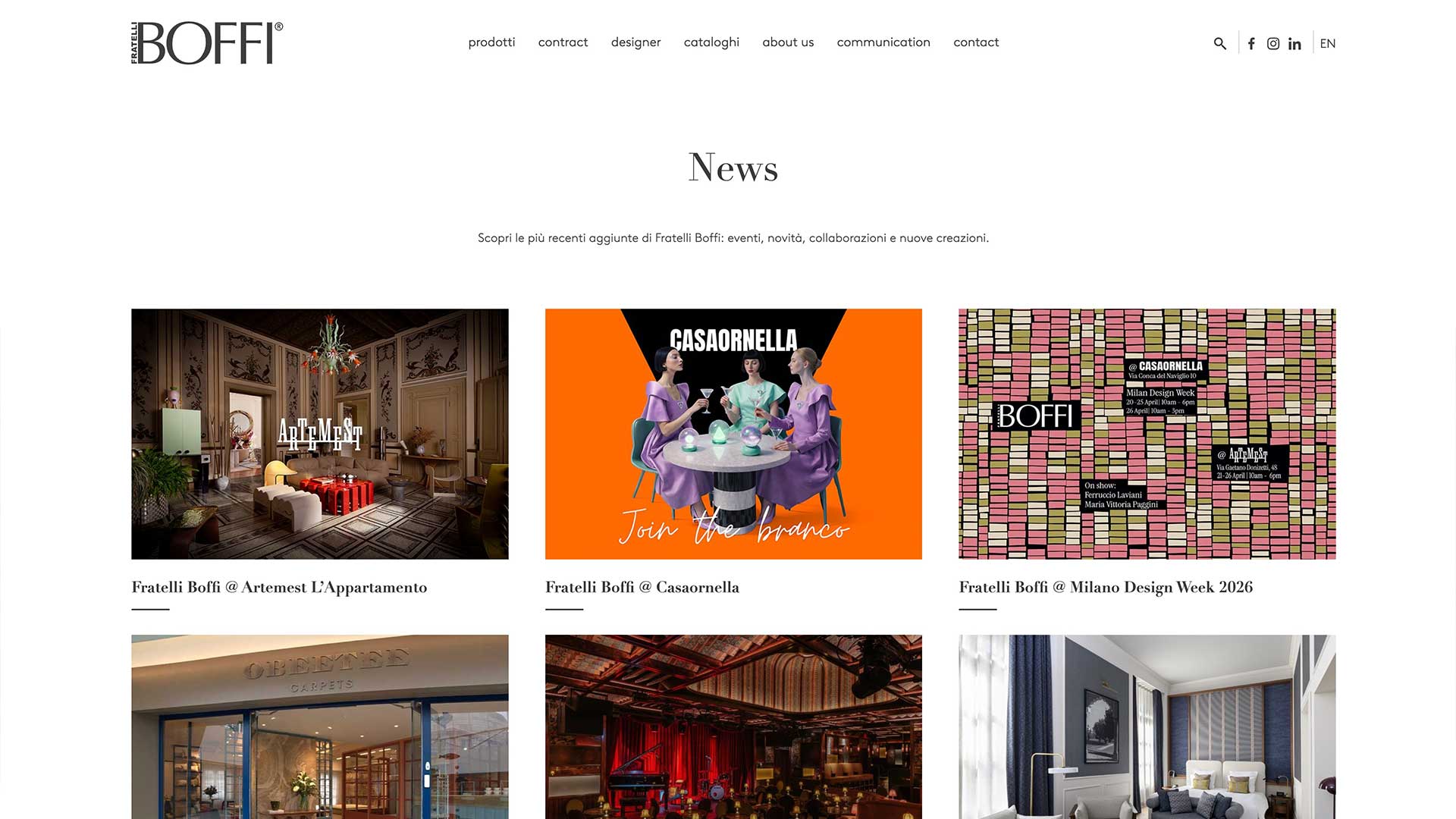 Sezione News del sito web Fratelli Boffi